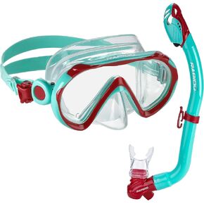 Phantom Aquatics Rapido Boutique Collection Sea Breeze Youth Snorkel Set – Anti-Fog Jr Kids Scuba Mask and Snorkel with Carrying Bag for Travel | Snorkel Gear Kids