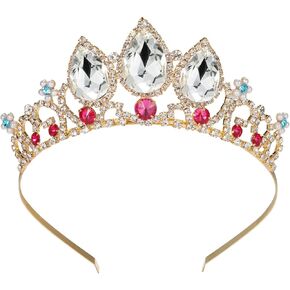SWEETV Princess Tiaras for Little Girls, Kids Dress-up Crown Headband, Birthday Wedding Halloween Cosplay Hair Accessories