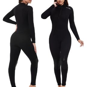 OMGear Wetsuit Men Women 3mm Neoprene Full Body UV Protection One Piece Long Sleeves Scuba Diving Suits Back Zipper Swimsuit for Scuba Diving Surf Snorkeling Swimming