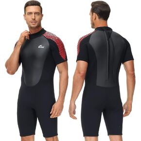 Owntop Shorty Wetsuit Mens & Womens, 3/2mm Neoprene Back Zip Wet Suit for Diving, Surfing, Swimming, Water Sports