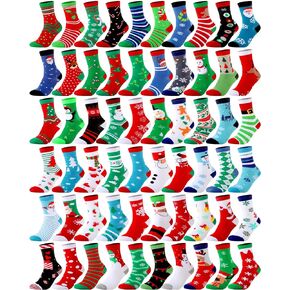 Vabean 60 زوجًا من جوارب عيد الميلاد للبالغين الملونة الجدة للعطلات جوارب نسائية احتفالية جوارب طاقم هدايا مكتبية للرجال in Kuwait