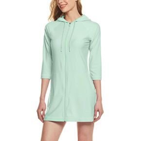 TSLA Women's Hoodie Zip Front Rash Guard, UPF 50+ Long Sleeve Swim Shirts, UV/SPF Sunscreen Wetsuit Swimsuit Top