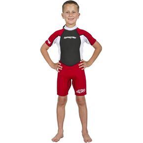Hyperflex Access Unisex Child's 2mm Back Zip Shorty Wetsuit - Warm, Kid's Springsuit - 4-Way Stretch Neoprene - Adjustable Collar and Flat Lock Construction - 50+ UV SHIELD