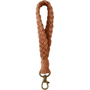 Macrame Boho Keychain Bracelet Handmade Tassel Wristlet Keychain Keyring Holder Wrist Lanyard for Women