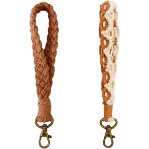 Poagoep Macrame Keychain Boho اليدوية المعصم سلسلة المفاتيح المعصم الحبل مفتاح سلسلة للنساء