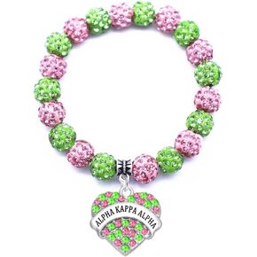 Graduation Sorority Gifts Bracelet Pink and Green Bead Bracelet Alpha Kappa A Greek Paraphernalia Sorority Jewelry Gifts in Saudi Arabia