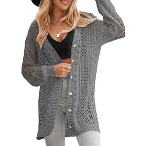 سترة كارديجان كروشيه للسيدات من Sidefeel Kimonos Boho بأكمام طويلة كبيرة الحجم ومفتوحة من الأمام in Kuwait