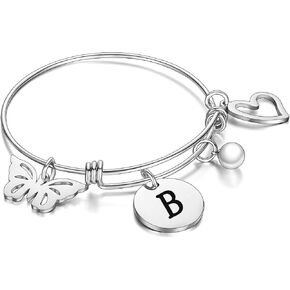 malyunin Initial Bracelet Charm Bracelets Heart Butterfly 26 Letters Alphabet Bracelet for Women Girls Letter Bracelet Personalized Jewelry in Saudi Arabia