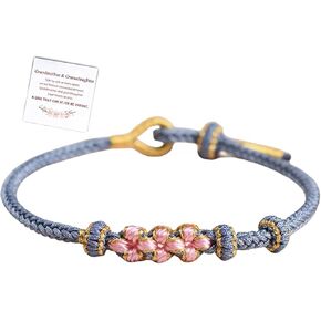 NIQIPOK To My Granddaughter Bracelet A Link That Can Never Be Undone Peach Blossom Bracelet for Women Girls,Adjustable Braided Rope Bracelet Granddaughter Bracelet Gifts from Grandma in Kuwait