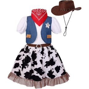 LMYOVE Cowgirl Costume for girls, Role Play Party Helloween Christmas Dress Up Outfit for Kids