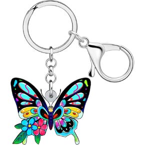 BONSNY Morpho Menelaus Butterfly Key Chains for Women Car Purse Bag Rings Pendant Charms