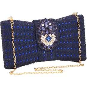 Chaliwini Crystal Clutch Bling Purses For Women Novelty Bow Evening Bag Silver Rhinestone Party Handbag