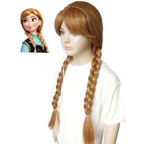 باروكة تجديل أشقر لأزياء الأميرة للفتيات، باروكة صناعية للحفلات مقاس 24 بوصة، شعر مستعار لزي الأميرة للفتيات (الأطفال - أبيض) in Kuwait