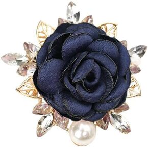Elegant Rose Flower Brooch Pin for Women Men Wedding Party Gentleman's Essentials Handmade Crystal Pearl Fabric Flower Lapel Pin Dress Suit Accessories Boutonniere Ideas Gift Valentine's Day