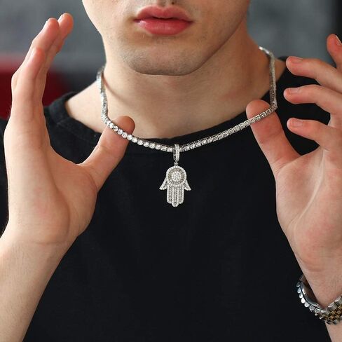 الذهب إيدا مجوهرات الرجال النساء الساخنة الهيب هوب 14K الذهب مطلي مايكرو مثلج خارج اليد همسة قلادة مع 28 بوصة سلسلة فرانكو in Kuwait