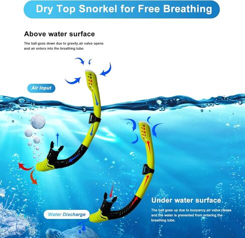 Snorkel Set,VVG Snorkel Dry Top Snorkeling Gear for Adults, Panoramic Anti-Leak and Anti-Fog Tempered Glass Lens, Adults Adjustable Snorkeling Set, Scuba Diving Swimming Training Snorkel in Kuwait