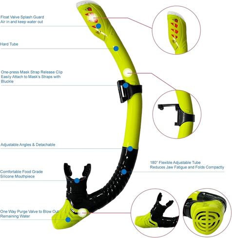 Snorkel Set,VVG Snorkel Dry Top Snorkeling Gear for Adults, Panoramic Anti-Leak and Anti-Fog Tempered Glass Lens, Adults Adjustable Snorkeling Set, Scuba Diving Swimming Training Snorkel in Kuwait