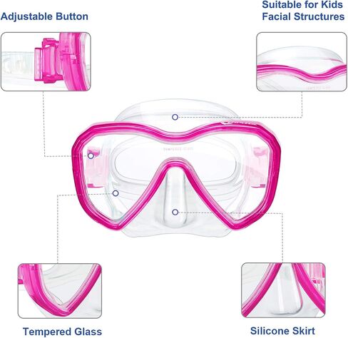 Dorlle Kids Diving Mask Snorkel Mask, Anti-Fog and Anti-Leak Snorkeling Goggles Swimming Goggles Waterproof Tempered Glass Mask for Children in Saudi Arabia