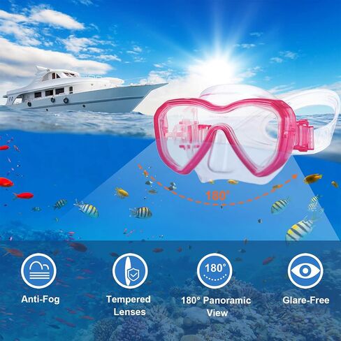 Dorlle Kids Diving Mask Snorkel Mask, Anti-Fog and Anti-Leak Snorkeling Goggles Swimming Goggles Waterproof Tempered Glass Mask for Children in Saudi Arabia