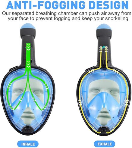 GJNGKSIM Full Face Snorkel Mask, Snorkeling Mask with Detachable Camera Mount, 180 Panoramic Anti-Fog Anti-Leak Diving Mask for Adult and Kids… in Saudi Arabia