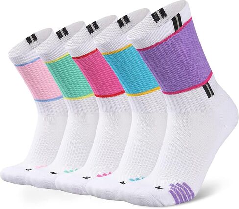 COOPLUS Womens Athletic Crew Socks Performance Cushioned Outdoor Hiking Moisture Wicking Socks (5 Pairs) in Kuwait