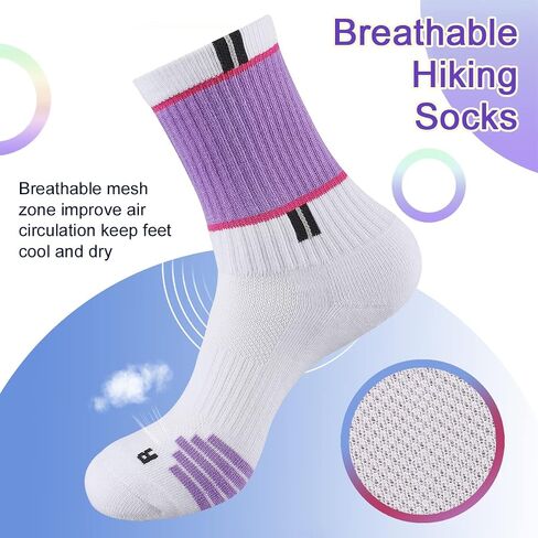 COOPLUS Womens Athletic Crew Socks Performance Cushioned Outdoor Hiking Moisture Wicking Socks (5 Pairs) in Kuwait