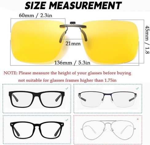 D Lolylad Clip on Polarized Night Vision Glasses, Driving Sunglasses UV 400 Blocker To Wear Over Prescription Glasse -Clip on Sunglasses Compact Non-Flip Up in Kuwait