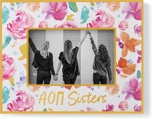 Sorority Shop Alpha Omicron Pi Sister Picture Frames with Cute Floral Design, for 4" x 6" Pictures, AOP Sorority Gifts, Big Little Sorority Gift, Alpha Omicron Pi Gifts for Women in Saudi Arabia