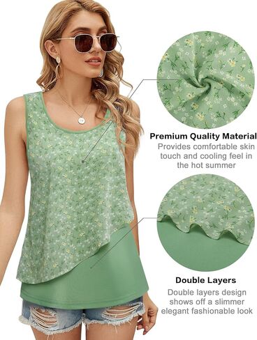 Messic Women's Sleeveless Tank Tops Double Layers Chiffon Casual Blouse Tunic Shirts in Kuwait