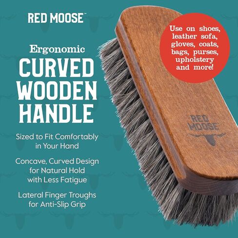 Horsehair Shoe Brush - Shoe Polish Brush for Leather, Boots, Shine - Red Moose in Kuwait