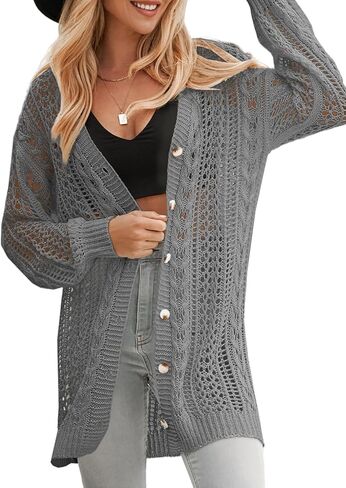 سترة كارديجان كروشيه للسيدات من Sidefeel Kimonos Boho بأكمام طويلة كبيرة الحجم ومفتوحة من الأمام in Kuwait