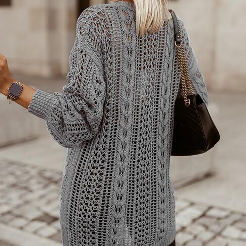 سترة كارديجان كروشيه للسيدات من Sidefeel Kimonos Boho بأكمام طويلة كبيرة الحجم ومفتوحة من الأمام in Kuwait
