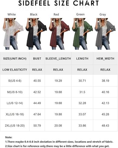 سترة كارديجان كروشيه للسيدات من Sidefeel Kimonos Boho بأكمام طويلة كبيرة الحجم ومفتوحة من الأمام in Kuwait