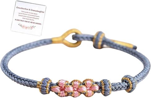 NIQIPOK To My Granddaughter Bracelet A Link That Can Never Be Undone Peach Blossom Bracelet for Women Girls,Adjustable Braided Rope Bracelet Granddaughter Bracelet Gifts from Grandma in Kuwait