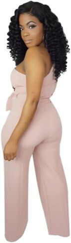 fiocko Women's Sexy One Shoulder Slit Sleeve High Waist One Piece Pant Outfit Wide Leg Jumpsuit Romper in Kuwait