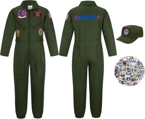 زي الطيار المقاتل من Kosgraiy، بدلة طيران عسكرية للصبي والفتاة، زي مافريك للأطفال في الهالوين in Kuwait