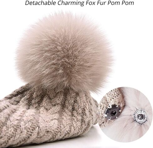 Real Raccoon Fox Fur Pompom with Button Big Fur Ball for Beanies DIY Fur Accessories in Saudi Arabia