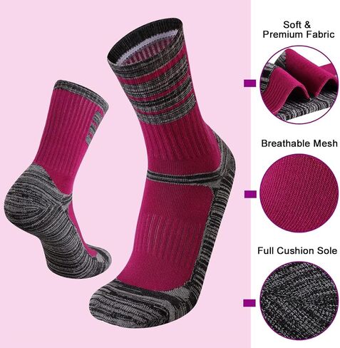 Heatuff Womens 6 Pack Hiking Crew Socks Performance Athletic Cushion Outdoor Trekking Sock in Kuwait