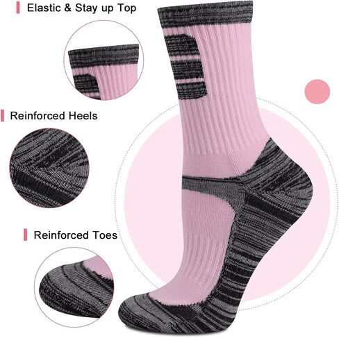 Heatuff Womens 6 Pack Hiking Crew Socks Performance Athletic Cushion Outdoor Trekking Sock in Kuwait