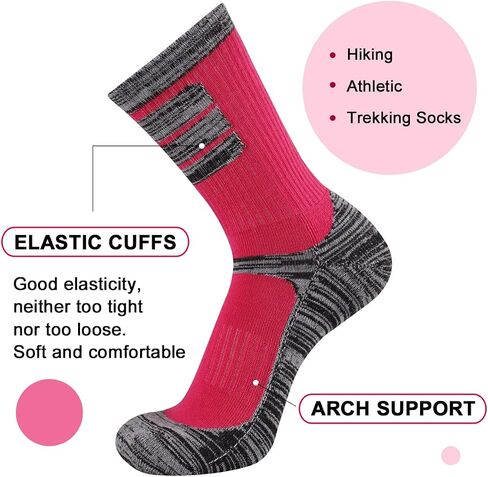 Heatuff Womens 6 Pack Hiking Crew Socks Performance Athletic Cushion Outdoor Trekking Sock in Kuwait