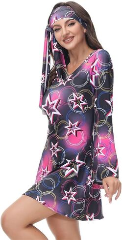 frawirshau Disco Outfit Women 70s Costume Dicso Dress For Women Halloween Hippie Clothes for Women in Kuwait