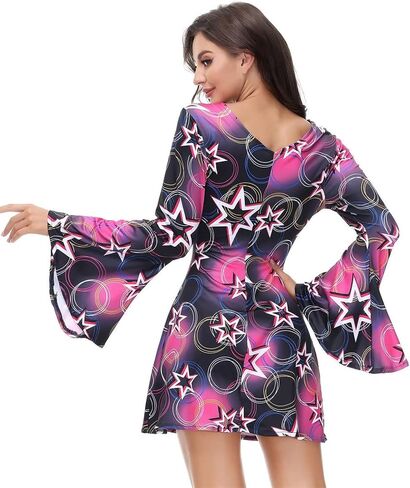 frawirshau Disco Outfit Women 70s Costume Dicso Dress For Women Halloween Hippie Clothes for Women in Kuwait