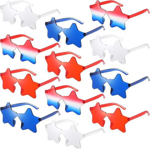 Xuhal 12 Pairs Star Shaped Sunglasses for Kids Star Glasses Bulk for Halloween Christmas Party Favor Red Blue Transparent Star Glasses in Saudi Arabia