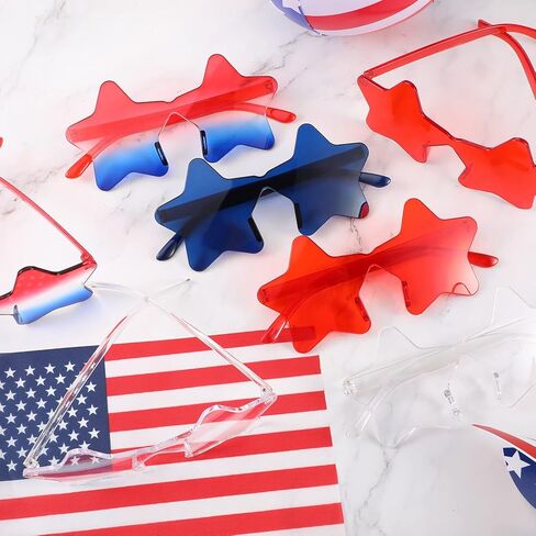 Xuhal 12 Pairs Star Shaped Sunglasses for Kids Star Glasses Bulk for Halloween Christmas Party Favor Red Blue Transparent Star Glasses in Saudi Arabia