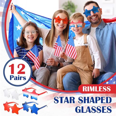 Xuhal 12 Pairs Star Shaped Sunglasses for Kids Star Glasses Bulk for Halloween Christmas Party Favor Red Blue Transparent Star Glasses in Saudi Arabia