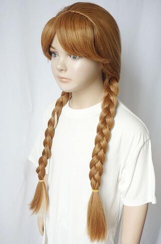 باروكة تجديل أشقر لأزياء الأميرة للفتيات، باروكة صناعية للحفلات مقاس 24 بوصة، شعر مستعار لزي الأميرة للفتيات (الأطفال - أبيض) in Kuwait