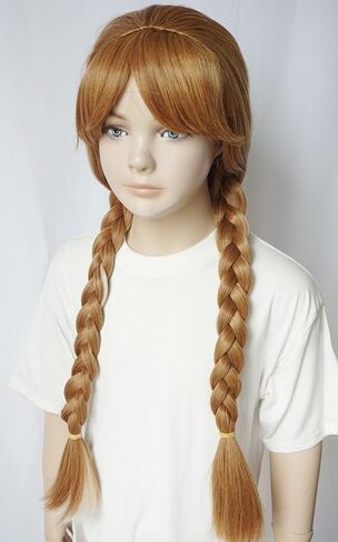 باروكة تجديل أشقر لأزياء الأميرة للفتيات، باروكة صناعية للحفلات مقاس 24 بوصة، شعر مستعار لزي الأميرة للفتيات (الأطفال - أبيض) in Kuwait