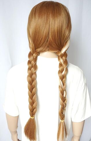 باروكة تجديل أشقر لأزياء الأميرة للفتيات، باروكة صناعية للحفلات مقاس 24 بوصة، شعر مستعار لزي الأميرة للفتيات (الأطفال - أبيض) in Kuwait