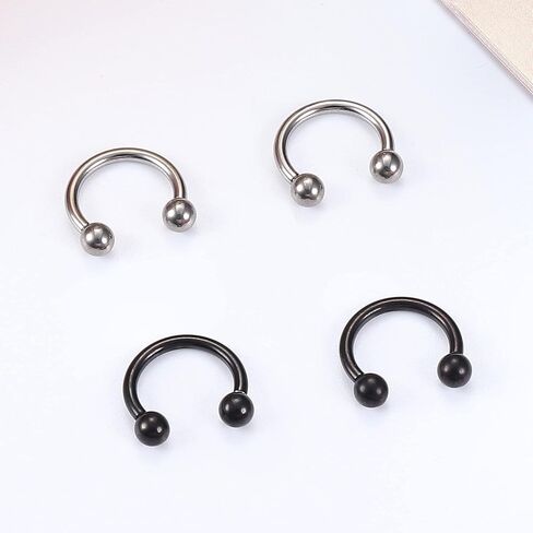 IRONBOX 16G G23 Titanium Horseshoe Septum Rings Internally Threaded Nose Rings Hoop Helix Daith Cartilage Tragus Earrings Nipple Eyebrow Body Piercing Jewelry in Saudi Arabia