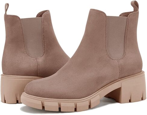 حذاء نسائي من Fttpdeaus بنعل عروة للكاحل حذاء كاجوال بمنصة مكتنزة وكعب مرن وكعب تشيلسي القتالي in Kuwait
